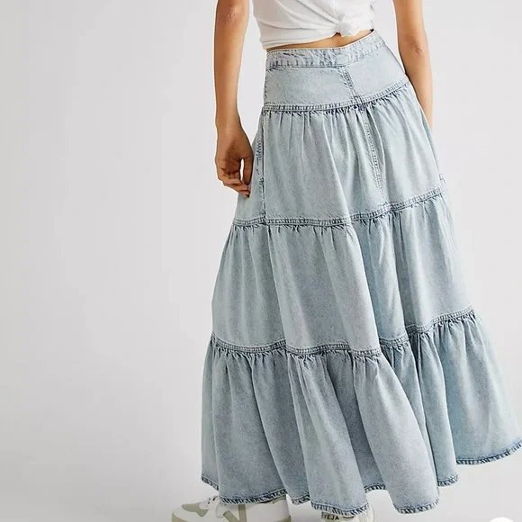 🥰SOLD 🥰Free People Tiered Dreamweaver Festival Boho Coastal Cowgirl Maxi XS - Picture 4 of 8